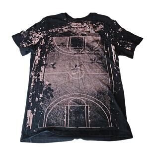 Nike Full Basketball Court Bleach Spray Style All Over T-shirt Swoosh L 3905
